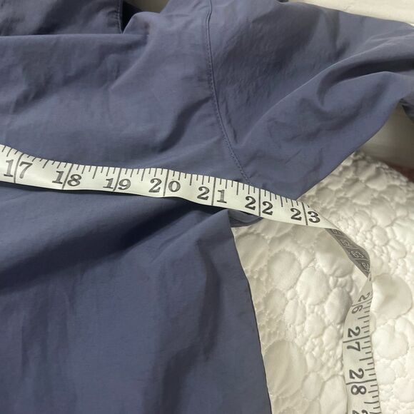 Eileen Fisher Stand Collar Hidden Hood Organic Cotton Blend Coat In Twilight Xs - Picture 12 of 14